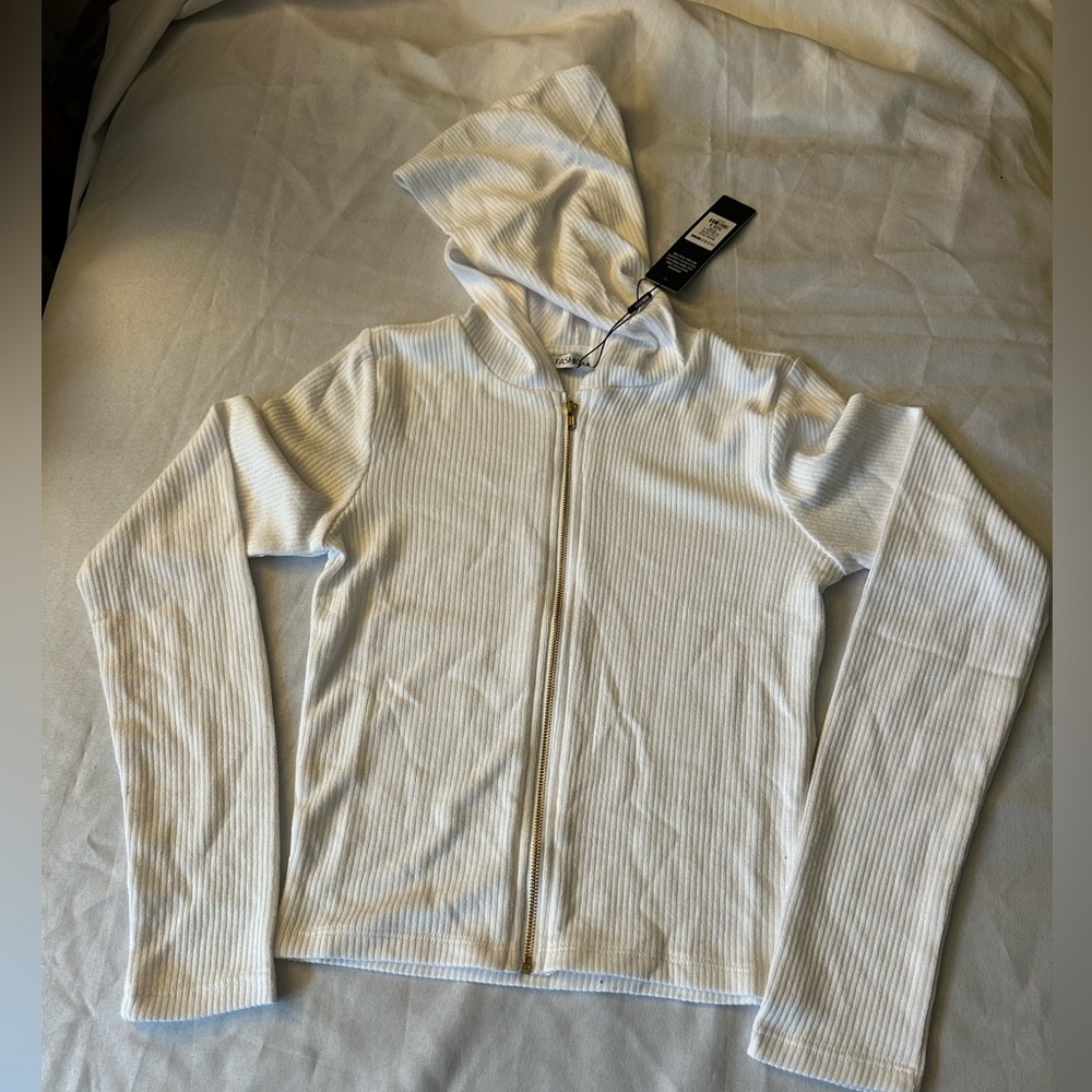 Fashion Nova Better Days crop hoodie white size small NWT